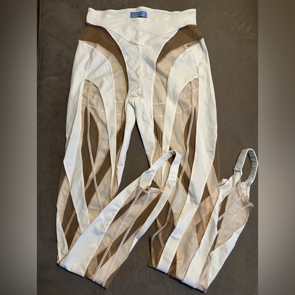 MUGLER for FWRD Sheer Spiral Legging in White & Nude Size 40 - Picture 6 of 8